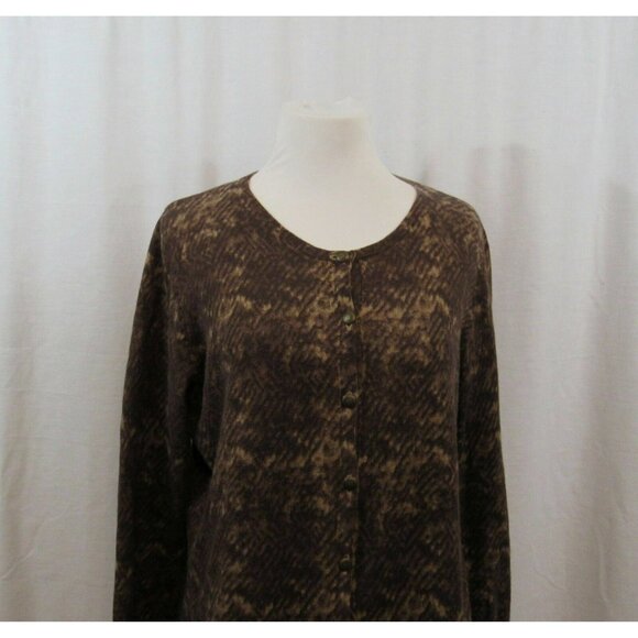 Coldwater Creek Brown Cotton/Cashmere Blend Fringe Light Cardigan M 10 12 - Picture 2 of 6